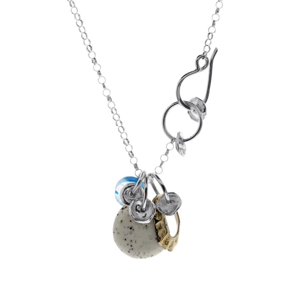 Coastal Cluster Necklace with Sand-Infused Porcelain and Cast Ocean Forms