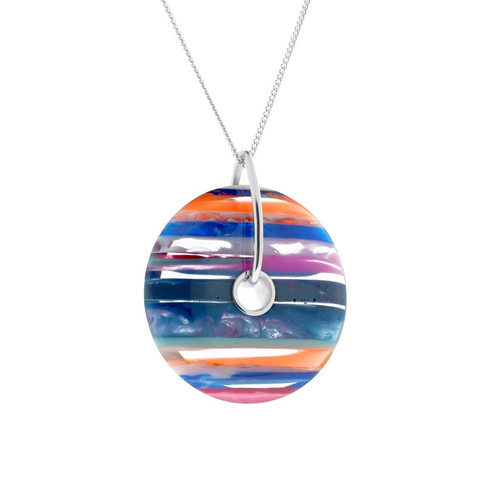 Large Carved Kinetic Surfite Disc with Sterling Silver core - Benllech