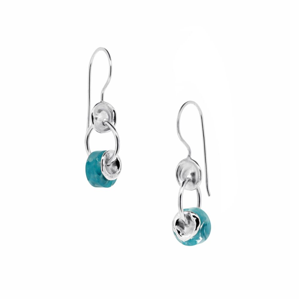 Saltwater Cast Silver & Surfite Earrings