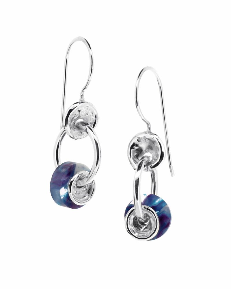 Saltwater Cast Silver & Surfite Earrings