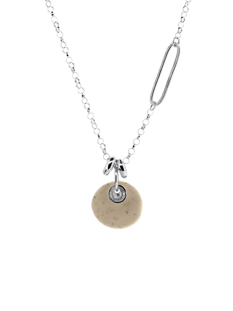 Ynys Llanddwyn or Rhoseneigr beach sand infused porcelain pendant