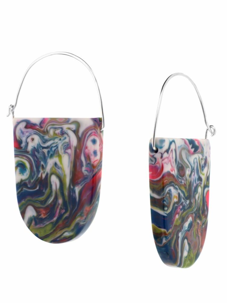Marbled Bucket Earrings - Tidepool