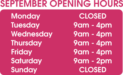 September Opening Hours, Pearls Drycleaners, Acton