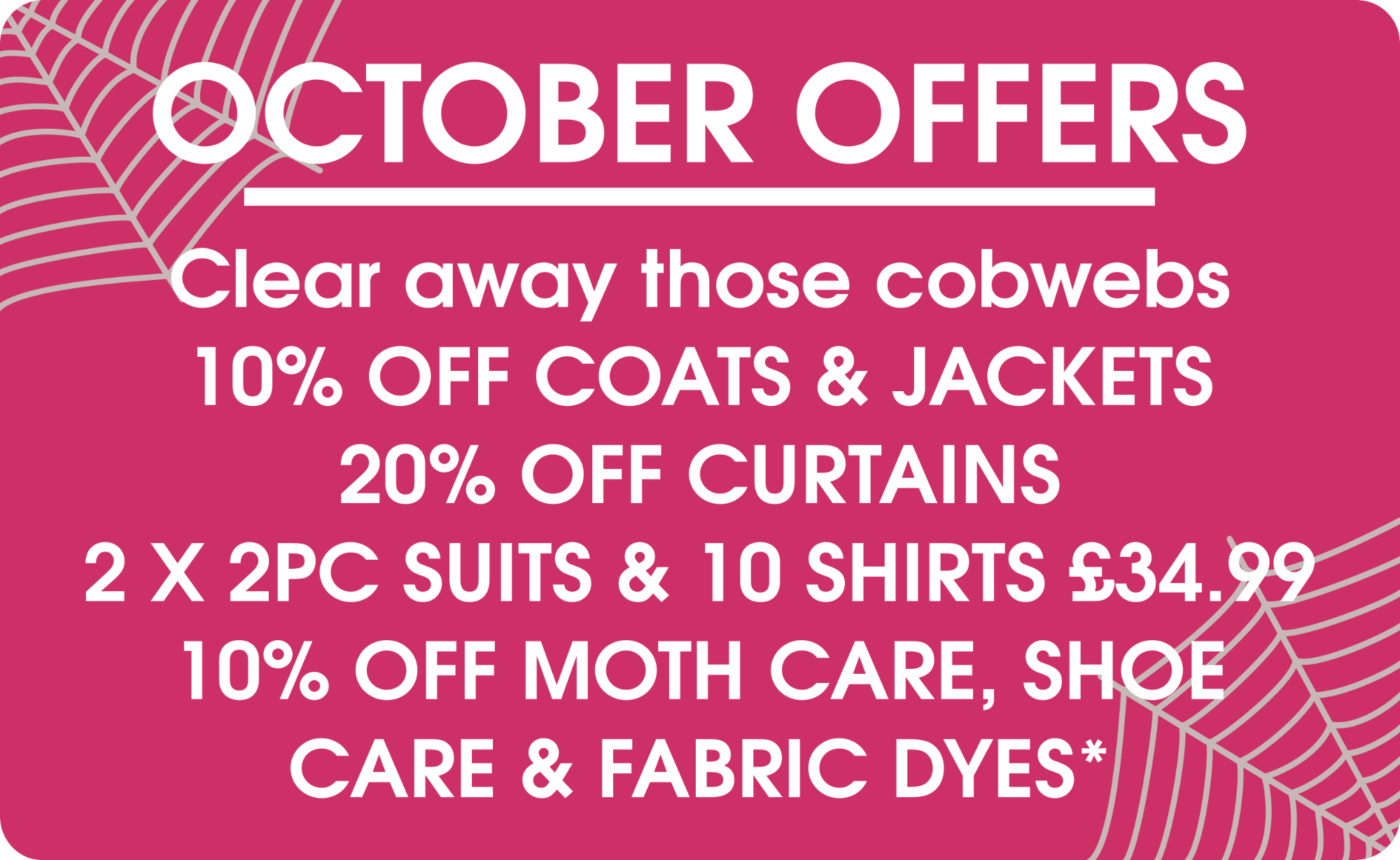 October Offers Offers- Pearls Drycleaners, Acton