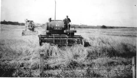 two old combines no cab