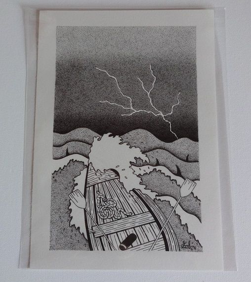 Crossing The Stormy Sea - Signed Original Drawing For Sale | S Godwin Studio
