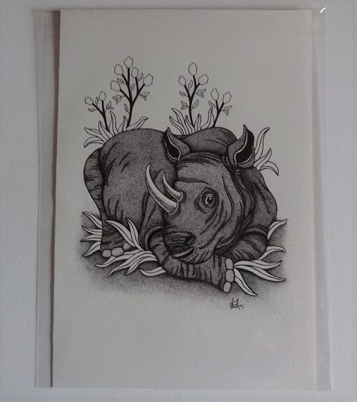 Rhino - Signed Original Drawing For Sale | S Godwin Studio