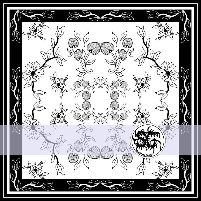 Cherry Blossom And Cherries Surface Pattern Design By S Godwin Studio Available For Licensing At www.sgodwinstudio.co.uk