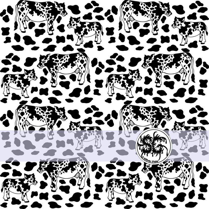 Mother And Calf Holstein Cow Surface Pattern Design By S Godwin Studio Available For Licensing At www.sgodwinstudio.co.uk