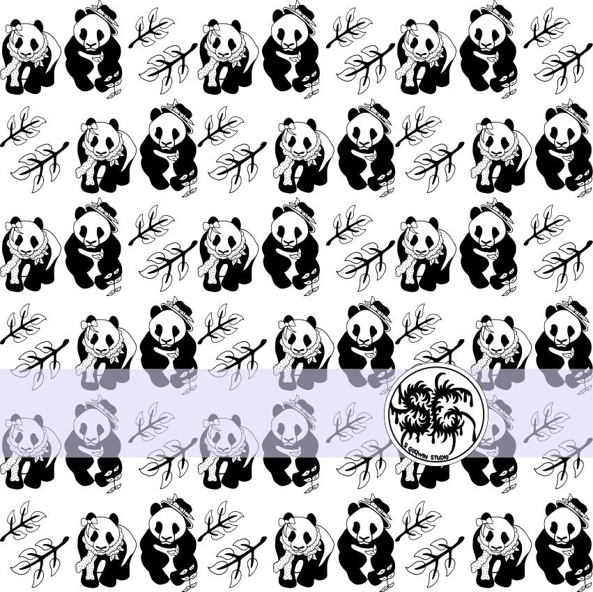 Panda Pair And Leaf Surface Pattern Design By S Godwin Studio Available For Licensing At www.sgodwinstudio.co.uk