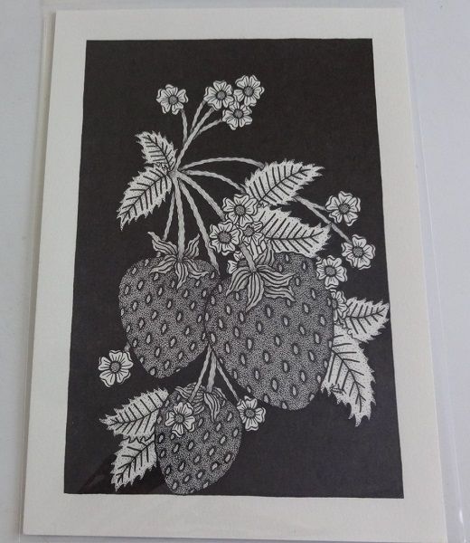 Strawberry Plant Original Pen And Ink Drawing By English Artist Sharon Godwin
