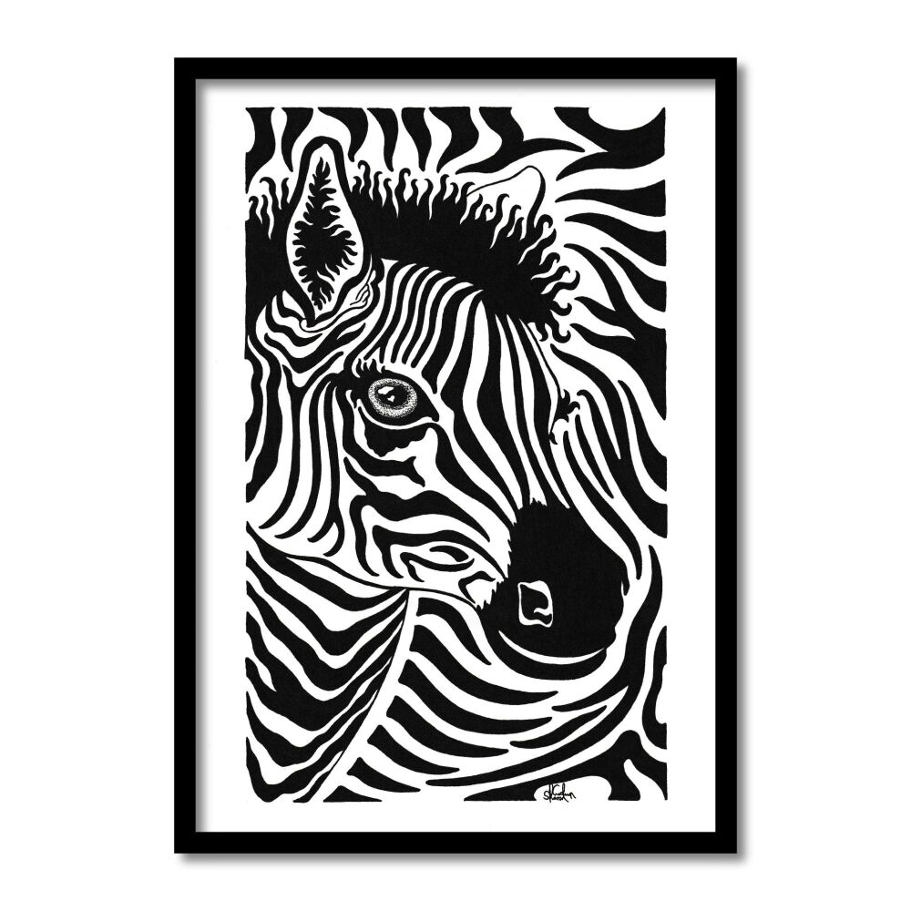 Stripes Of A Zebra Original Art Pen And Ink Drawing For Sale | S Godwin Studio
