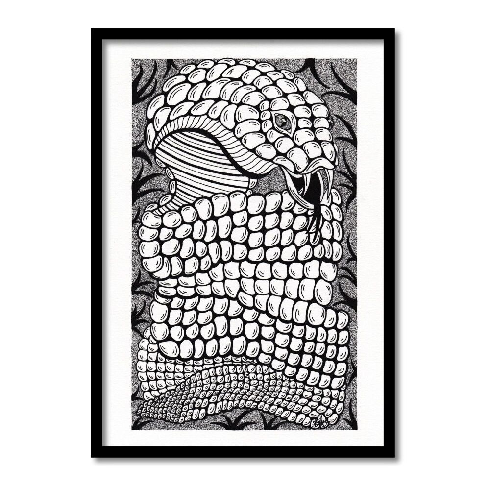 Cobra Snake Original Art Pen And Ink Drawing For Sale | S Godwin Studio
