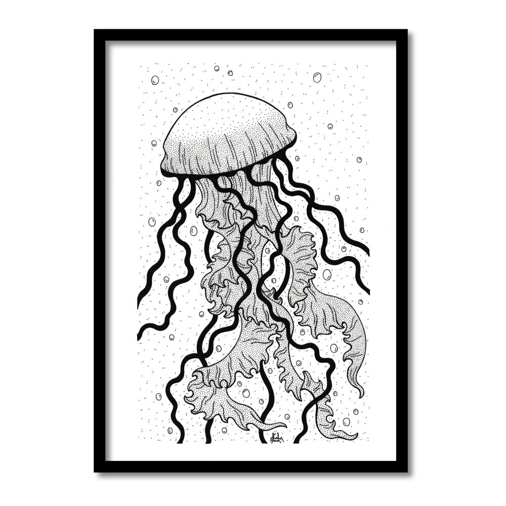 Jellyfish Original Art Pen And Ink Drawing For Sale | S Godwin Studio