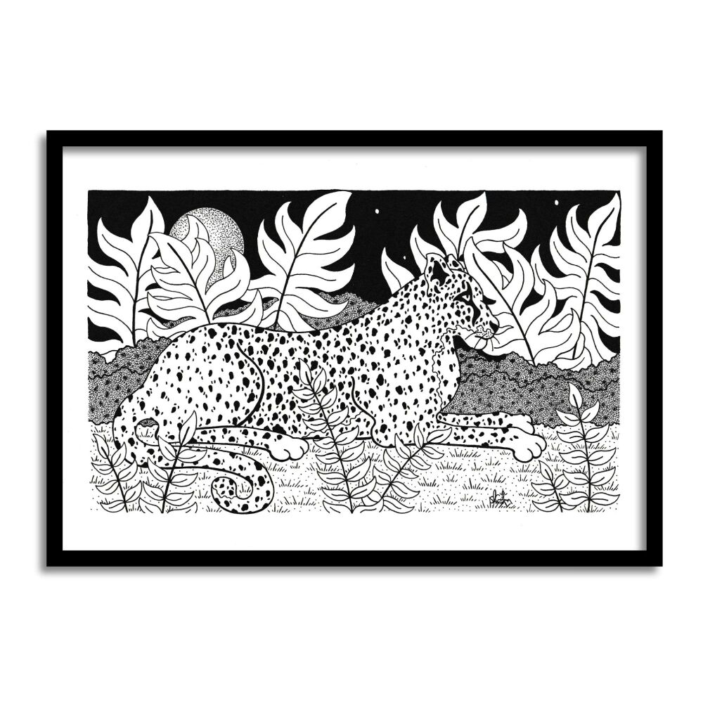 Cheetah Resting Original Art Pen And Ink Drawing For Sale | S Godwin Studio