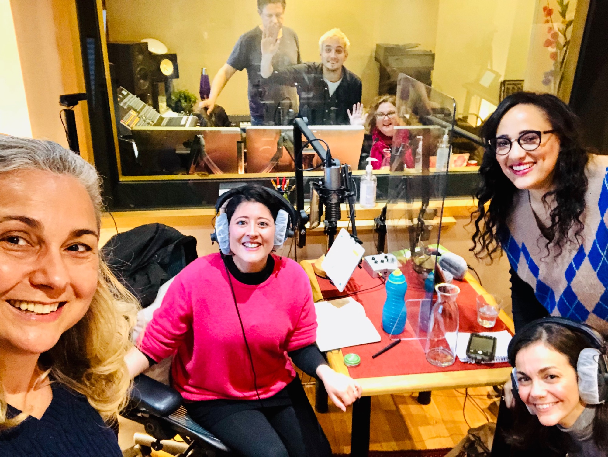 Group of women in a  recording studio