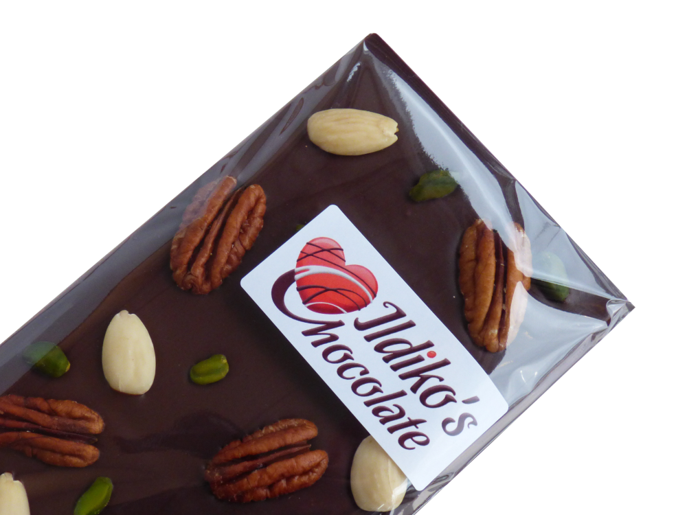 Dark Chocolate Slab (60% cocoa solids) with pistachios, pecans, almonds