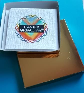 Box of 6 4in white cards with various greetings on front