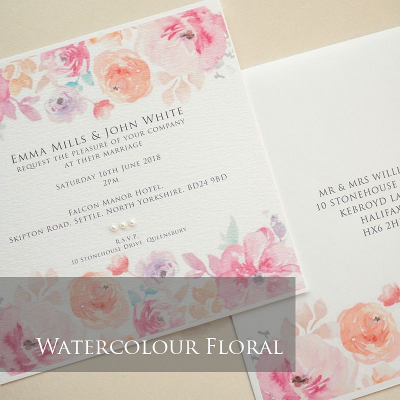Watercolour Floral Invitation Pack (£1.75 per Invitation)