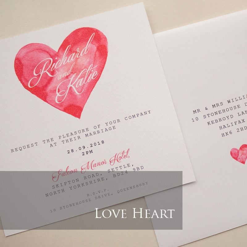 Love Heart Invitation Pack (£1.75 per Invitation)