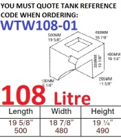 108 LITRE Water Tank & RED CAP WTW108-01