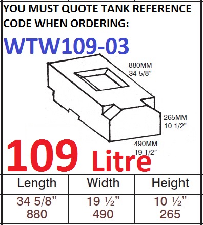 109  LITRE Water Tank & RED CAP WTW109-03