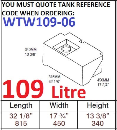109 LITRE Water Tank & RED CAP WTW109-06