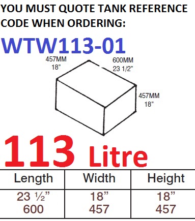 113 LITRE Water Tank & Loose Hatch WTW113-01