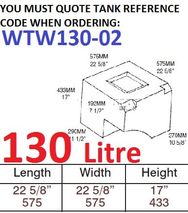 130 LITRE Water Tank & RED CAP WTW130-02