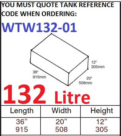 132 LITRE Water Tank & Loose Hatch WTW132-01