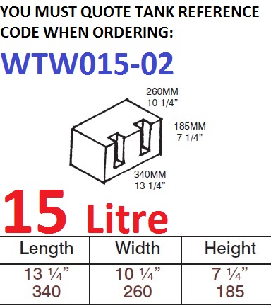 15 LITRE Water Tank & Loose Hatch WTW015-02