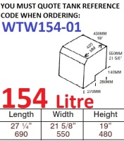 154 LITRE Water Tank & Loose Hatch WTW154-01