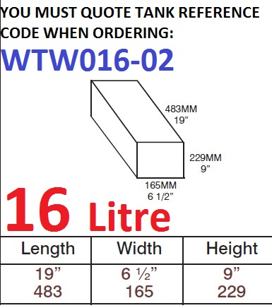 16 LITRE Water Tank & Loose Hatch WTW016-02