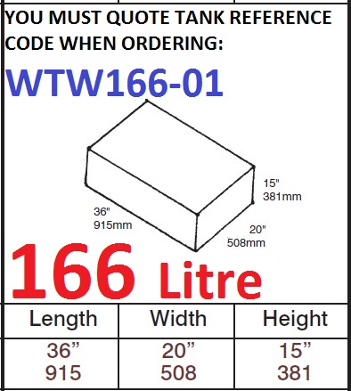 166 LITRE Water Tank & Loose Hatch WTW166-01
