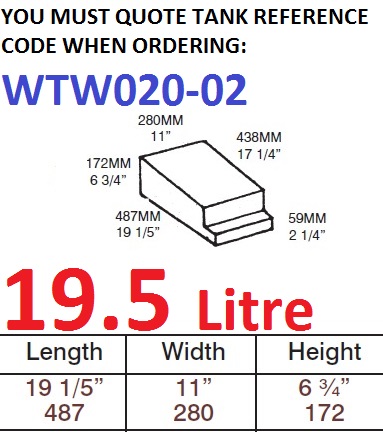 19.5 LITRE Water Tank & Loose Hatch WTW020-02