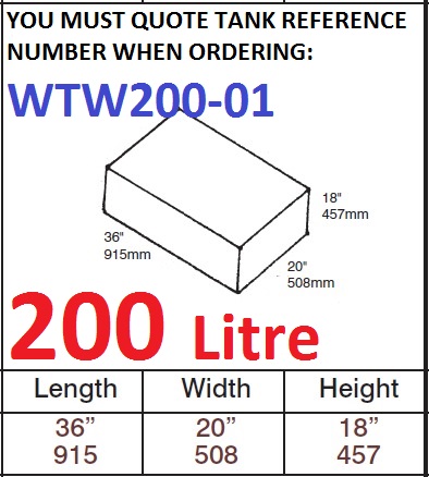 200 LITRE Water Tank & Loose Hatch WTW200-01