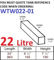 22 LITRE Water Tank & Loose Hatch WTW022-01