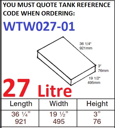 27 LITRE Water Tank & Loose Hatch WTW027-01