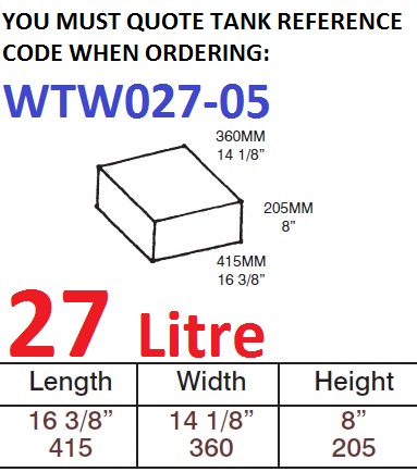 27 LITRE Water Tank & Loose Hatch WTW027-05