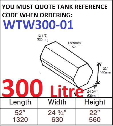 300 LITRE Water Tank & Loose Hatch WTW300-01