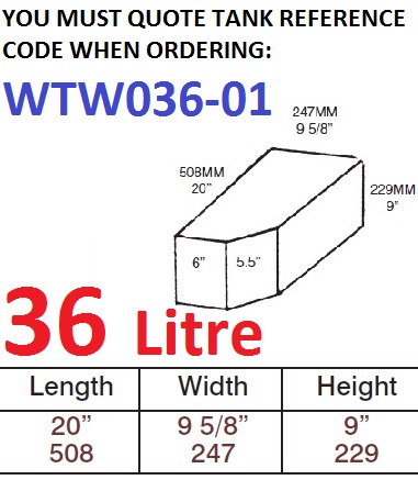 36 LITRE Water Tank & Loose Hatch WTW036-01