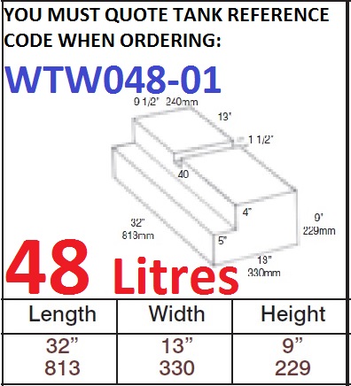 48 LITRE Water Tank & Loose Hatch WTW048-01