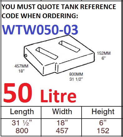 50 LITRE Water Tank & Loose Hatch WTW050-03