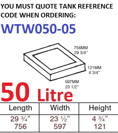 50 LITRE Water Tank & Loose Hatch WTW050-05