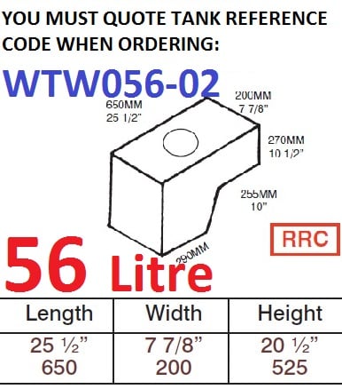 56 LITRE Water Tank & RED CAP WTW056-02