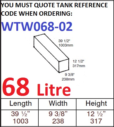 68 LITRE Water Tank & Loose Hatch WTW068-02