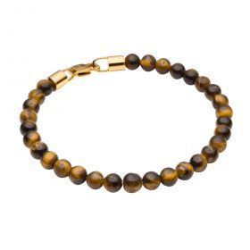 Brown Tigers Eye Bracelet with Gold Plated Clasp