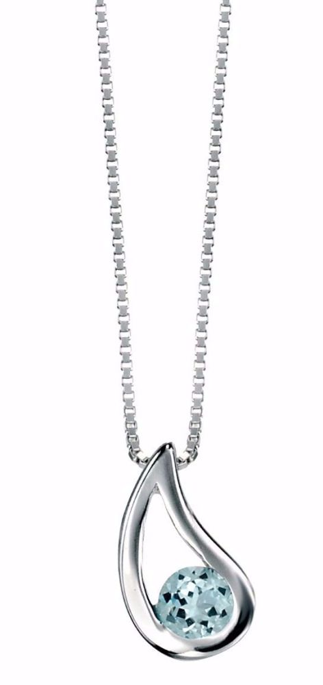 STERLING SILVER TEARDROP PENDANT WITH BLUE TOPAZ OR AMETHYST GEMSTONE