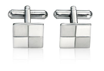 SQUARE CUFFLINKS IN BRUSHED AND POLISHED STEEL