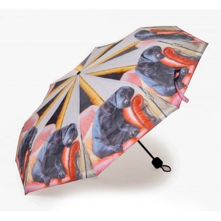 sleep lab, black labardor umbrella fold up style.